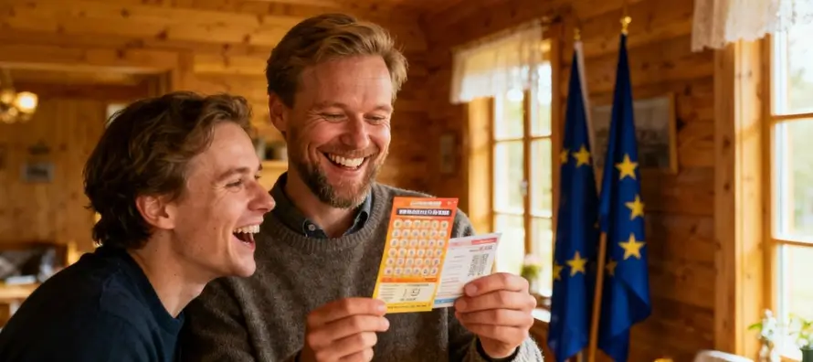 Kaksi pelaajaa nauttii lottovoitosta