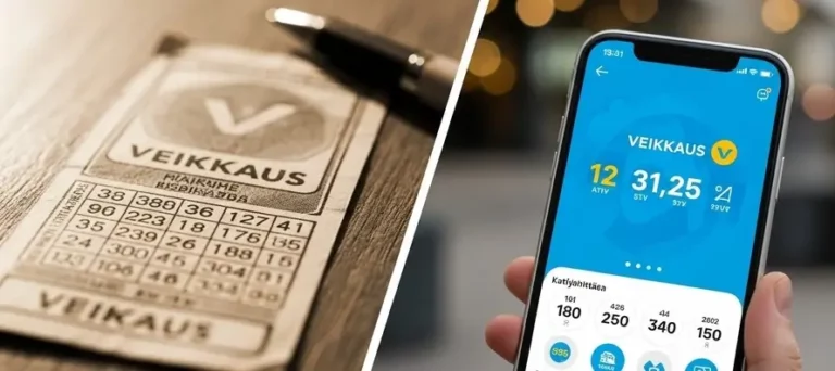 Vertailu vanha lottokuponki ja älypuhelin