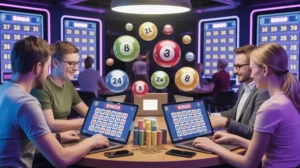 Bingopelaajat tietokoneiden ääressä